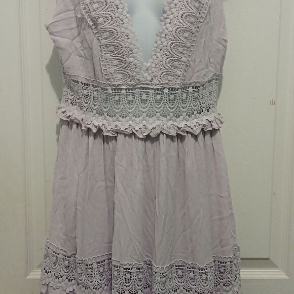 Mable Savanna Maxi Sleeveless Lace Inserts Plunging Neckline Boho Dress Sz M NWT - Picture 4 of 9